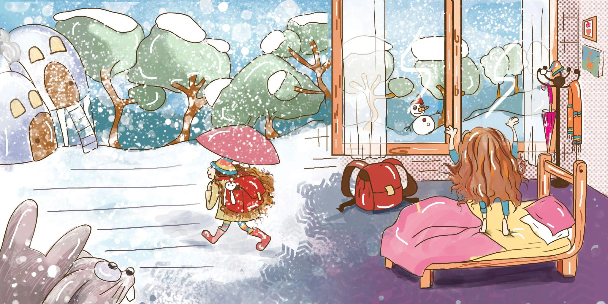 A Cold, Snowy Day storybook illustration